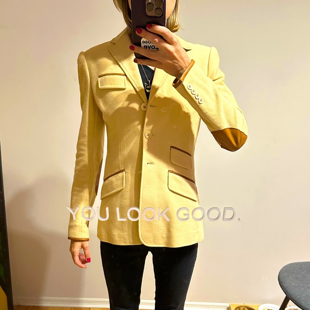 Ralph Lauren Yellow Blazer with Leather Patches